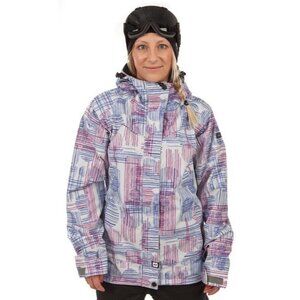 Ride Snowboarding Women's M Circle Line Print Jacket Hooded Insulated Multicolor